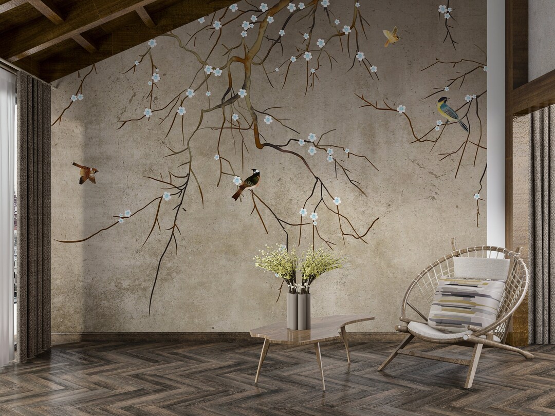 Chinese Wallpaper. Birds Flower Antique Wallpaper, Nonwoven Wallpaper