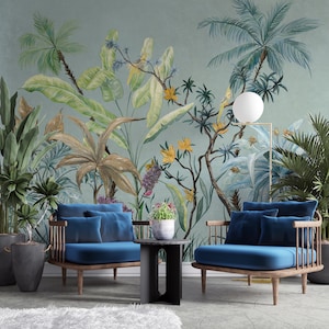 Chinoiserie Wallpaper, Vintage Chinoiserie Wallpaper with Birds floral antique Wallpaper, vinyl wallpaper, peel and stick wallpaper