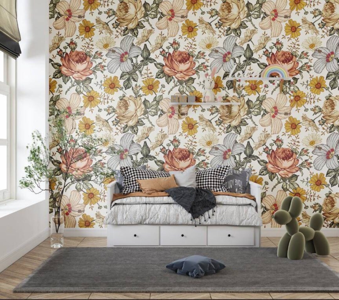 Floral Wallpaper Nursery Wallpaper Kids Room Wallpaper 3d Wallpaper