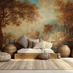 Vintage Pastoral Landscape wallpaper, Classic Countryside, Scene Wallpaper, Rural  Wallpaper, Peel and Stick, Vinyl wallpaper