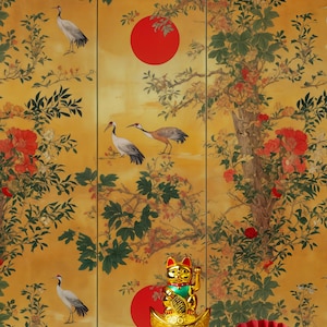 Vintage japanische Tapete, asiatische Landschaft, schälen und aufkleben, japanische Tapete, Sakura-Baum-Tapete, asiatischer Akzent-Wand-Kunst-Tapete