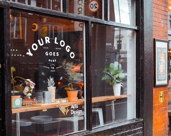 Shop Entrance Window Decal Mockup PSD