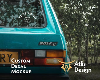 Car Rear Window Decal Mockup Template, PSD