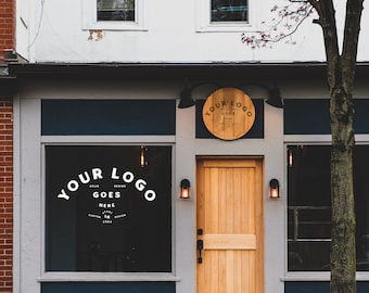 Shop Front Window and Door Mockup PSD