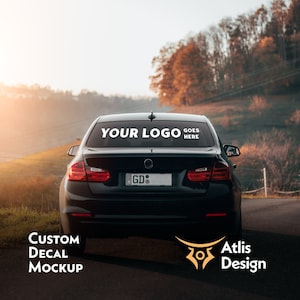 Black Car Window Decal Mockup, Windshield Mockup, Template PSD