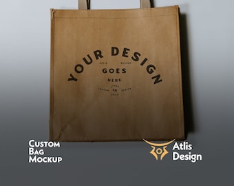Custom Brown Paper Bag Mockup (PSD)