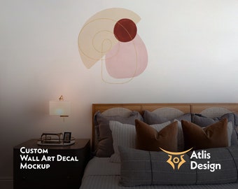 Wall Art Decal Mockup PSD, Custom Design Interior Mockup