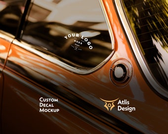 Orange Car Window Decal Mockup PSD