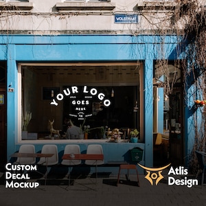 Shop Window Decal Mockup, Glass Vinyl Mockup, Sign Mockup, Template PSD