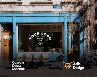 Shop Window Decal Mockup, Glass Sign, Template PSD