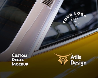 Yellow Car Window Decal Mockup, Windshield Mockup, Template PSD