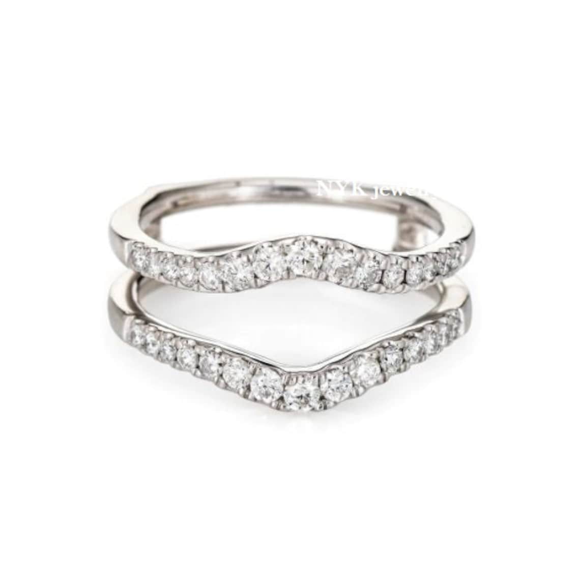 Unique Moissanite Curved Wedding Band Double Raw Wedding Band Etsy