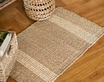 Petit tapis en fibres naturelles Minta, 70 x 45 cm, tapis, fait main, tapis naturel, tapis de salle de bain