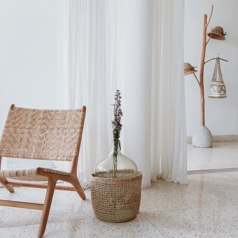 Panier de rangement Milu en jonc de mer, tissé lâche, panier à plantes, panier décoratif, fait main image 8