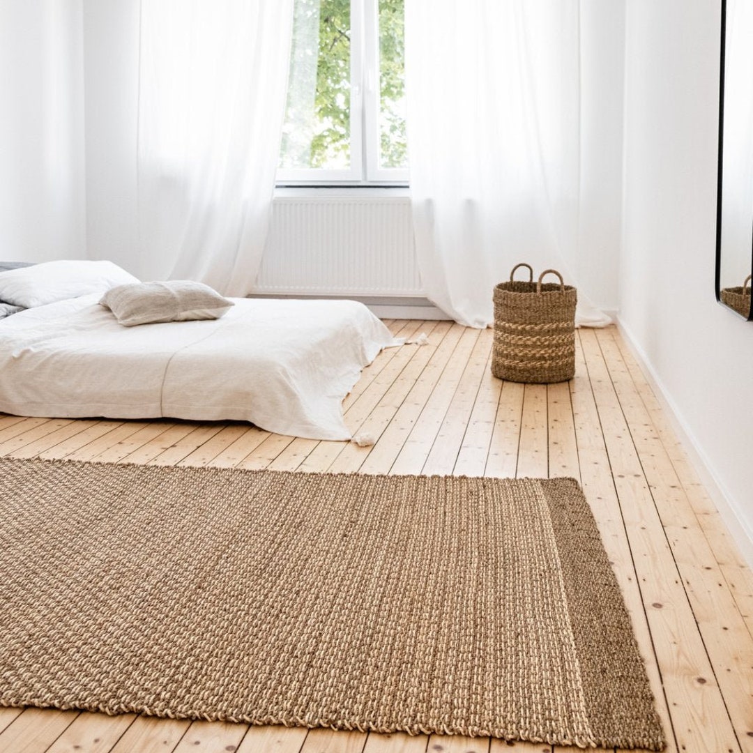 Wohnzimmer Teppich Gobi, 180x120 cm, Naturfaserteppich, Seegrasteppich,  handgefertigt - .de