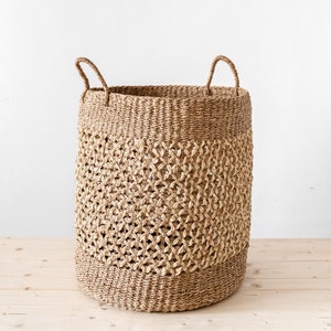 Large Tahu laundry basket made of natural fibers, seagrass basket, basket with handles, natural basket