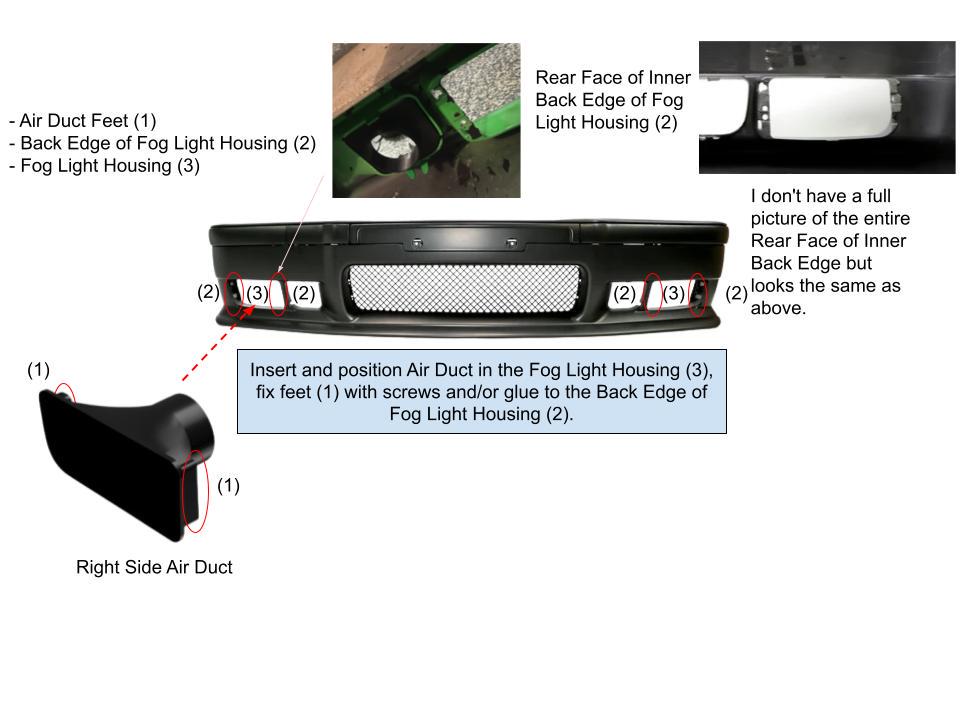 BMW E36 Non-m & M3 Fog Light Air Intakes 1992 - 1999 70mm - Reinforced ...