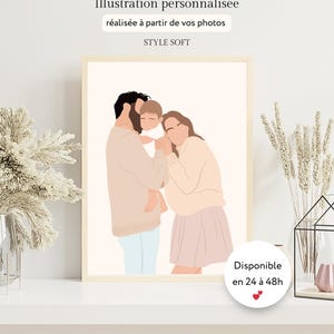 Illustration soft. Illustration personnalisée, dessin famille, portrait famille, portrait couple/enfant(s), format numérique ou A4 & A3