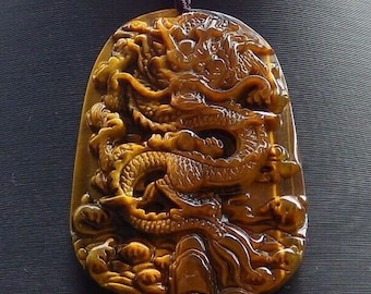 1 pc Tiger CAT Eye stone Jade Dragon Spit Pearl Lucky Amulet Pendant Necklace