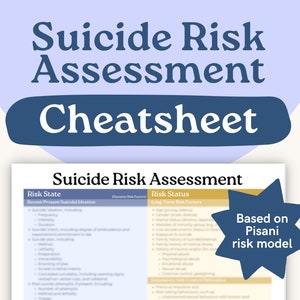 Suicide Risk Assessment Cheatsheet - Perfect for Mental Health ...