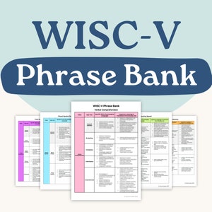 Banco de frases WISC-V: más de 150 frases para todos los índices y subpruebas de WISC-V para facilitar la redacción de informes psicoeducativos.