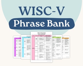 WISC-V フレーズ バンク - 心理教育レポートの作成を容易にする、WISC-V のすべての指標とサブテストの 150 以上のフレーズ!