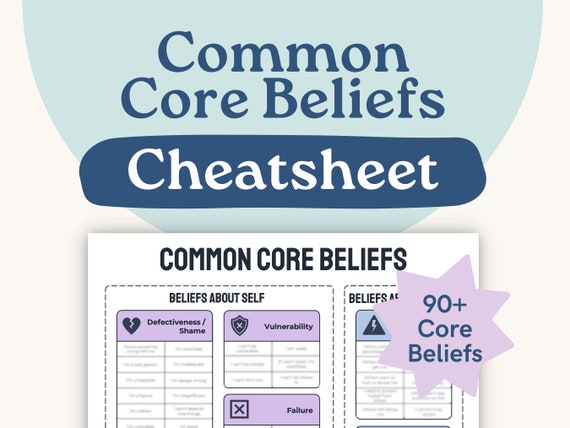 Common Core Beliefs Cheatsheet - A Quick & Handy Reference for Mental Health Professionals