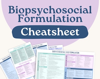 生物心理社会的ケース定式化チートシート - セラピー クライアント向けの効率的で正確かつ統合的な定式化を作成するのに最適です。