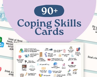 対処スキル カード + チートシート - セラピストとクライアントの両方にとって、苦痛や圧倒的な感情に対処する方法を学ぶのに最適です。
