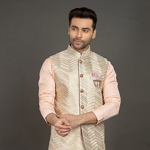 Herren handgemachte Baumwolle Kurta Pyjama Set mit Nehru Jacke