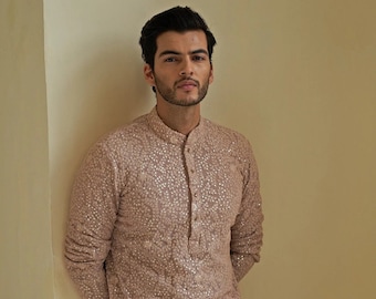 Mens Chikankari Kurta Pyjama Set: Indian Wedding Outfit