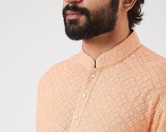 Men's Kurta Pajama Set , Embroidered Kurta for Men | Indian Wedding Kurta | Sequin Ethnic , Festive Traditional , Designer Kurta Pajama |