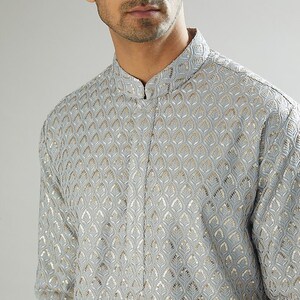 Ensemble de pyjama Chikankari Kurta pour homme : tenue de mariage indienne