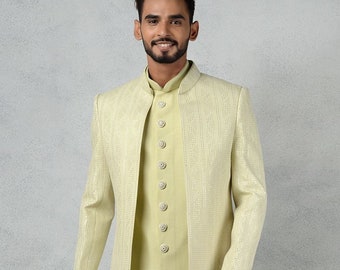 Trishiv prejent mens wedding wear indowestern, function wear, festival wear, sherwani long waistcoat mens wear, embroidery indowestern