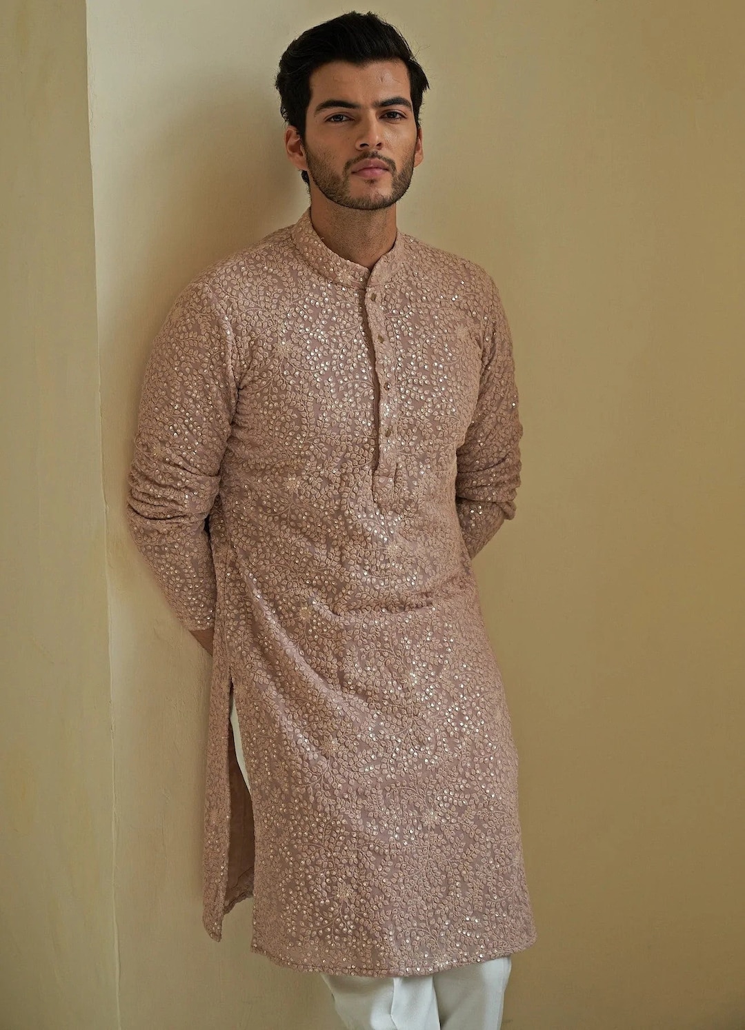 Mens Chikankari Kurta Pyjama Set Indian Kurta Pajama Set for Men Indian