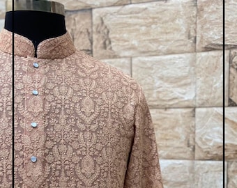 Mens Chikankari Kurta Pyjama Set: Indian Wedding Outfit