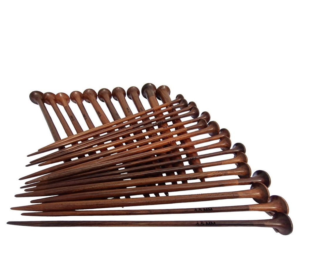 Wooden Knitting Needles Rosewood Single Point in a Variety of Sizes