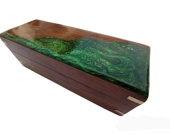 Handcrafted Rosewood Pencil Box: Epoxy Resin Office Decor