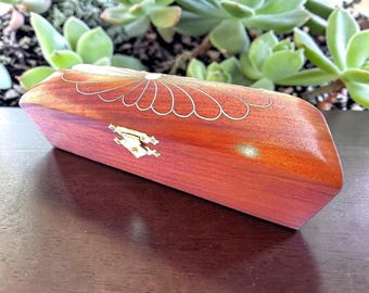 Handmade Solid Wood Stationery Box, Floral Design