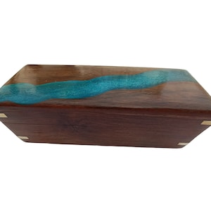 Epoxy Resin Wooden Box: Handmade Keepsake, Office Stationery Organizer