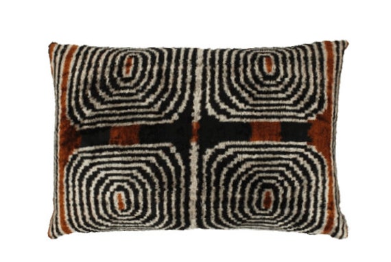 Coussin Velours Soie Ikat - 40x60