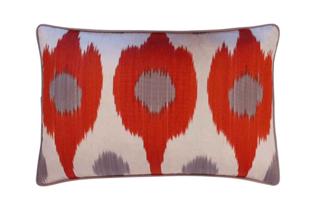 Coussin Double Soie Ikat - 30x50 Design Orange