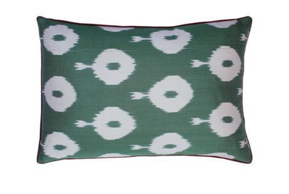 Coussin Double Soie Ikat - 40x60 Design Vert