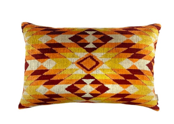 Coussin Velours Soie Ikat - 40x60