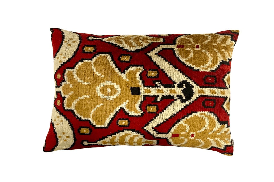 Coussin Velours Soie Ikat - 40x60