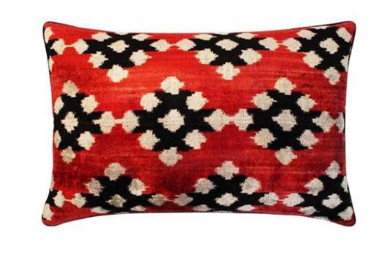 Coussin Velours et Soie Ikat - 40x60