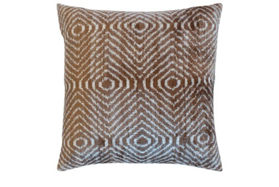 Coussin Velours Soie Ikat - 50x50