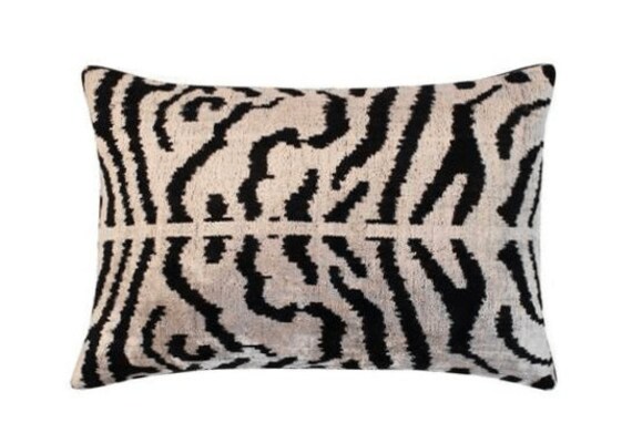 Coussin Velours Soie Ikat - 40x60 Zébré