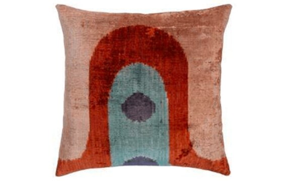 Coussin Velours Soie Ikat - 50x50