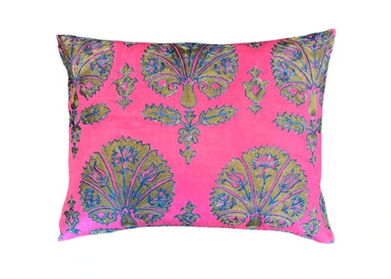 Coussin Double Soie Ikat Brodé - 40x50